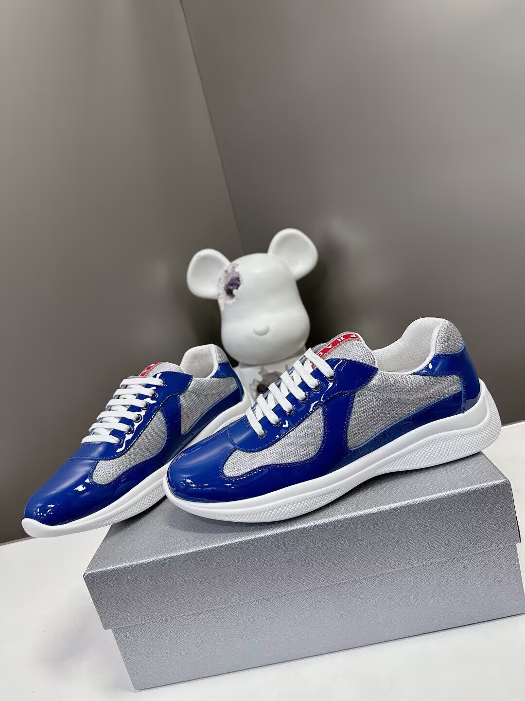 Prada America's Cup sneakers Low Top Royal Blue Silver Size: 35-47