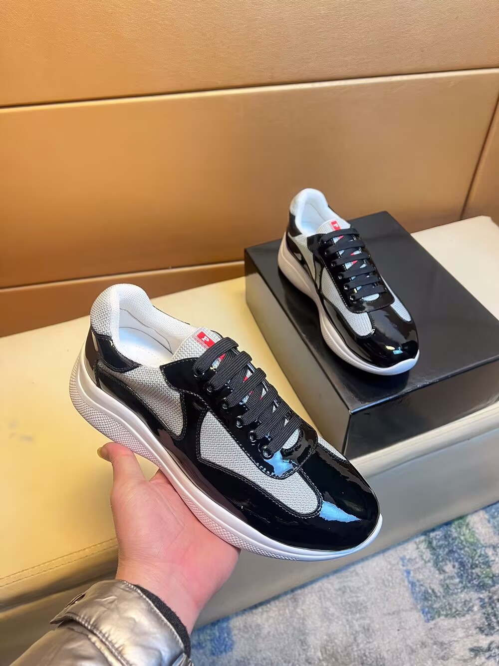 Prada America's Cup sneakers Low Top Black Silver Size: 35-47