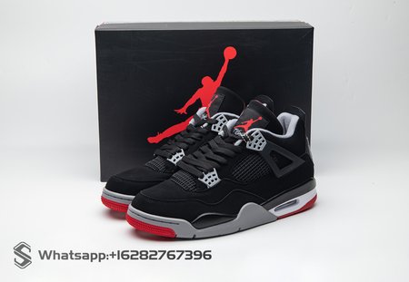 Air Jordan 4 Retro Bred 2019 black and red bull basketball shoes couple models SIZE: 40-50.5