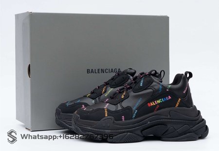 Balenciaga Triple S Allover Logo Black Rainbow (W) SIZE: 35-45