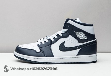 Jordan 1 Mid White Metallic Gold Obsidian 554724-174